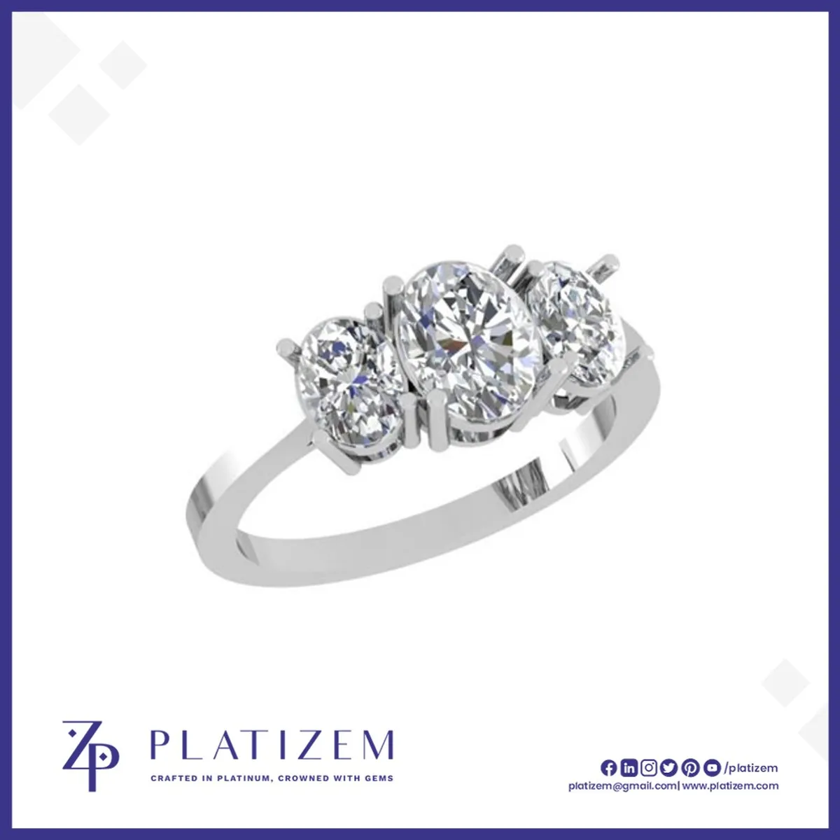 Trilogy Ring with Graduated Oval Diamonds