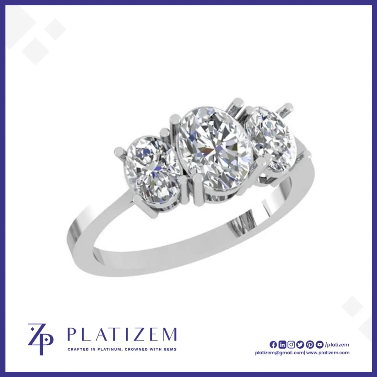 Graduated Oval Diamond Trilogy Ring 