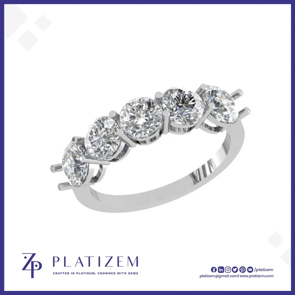 Five Stone Round Diamond Anniversary Band