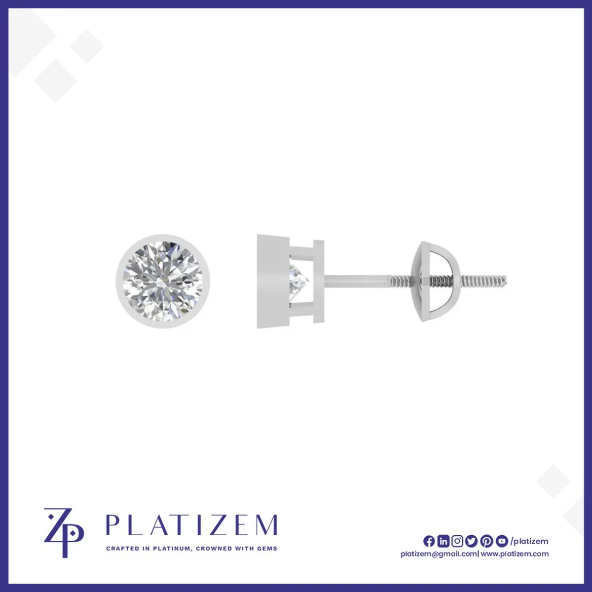 Round Diamond Studs with Bezel Setting