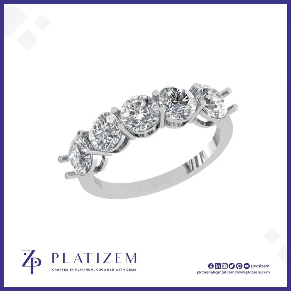 Two Carat Round Diamond Five Stone Ring for Women