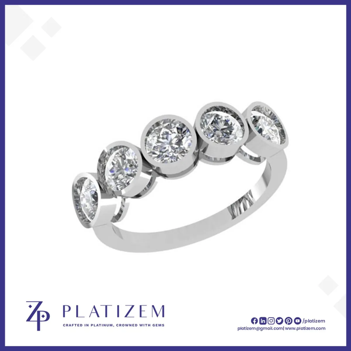 Five Stone Bezel Set Diamond Band Ring