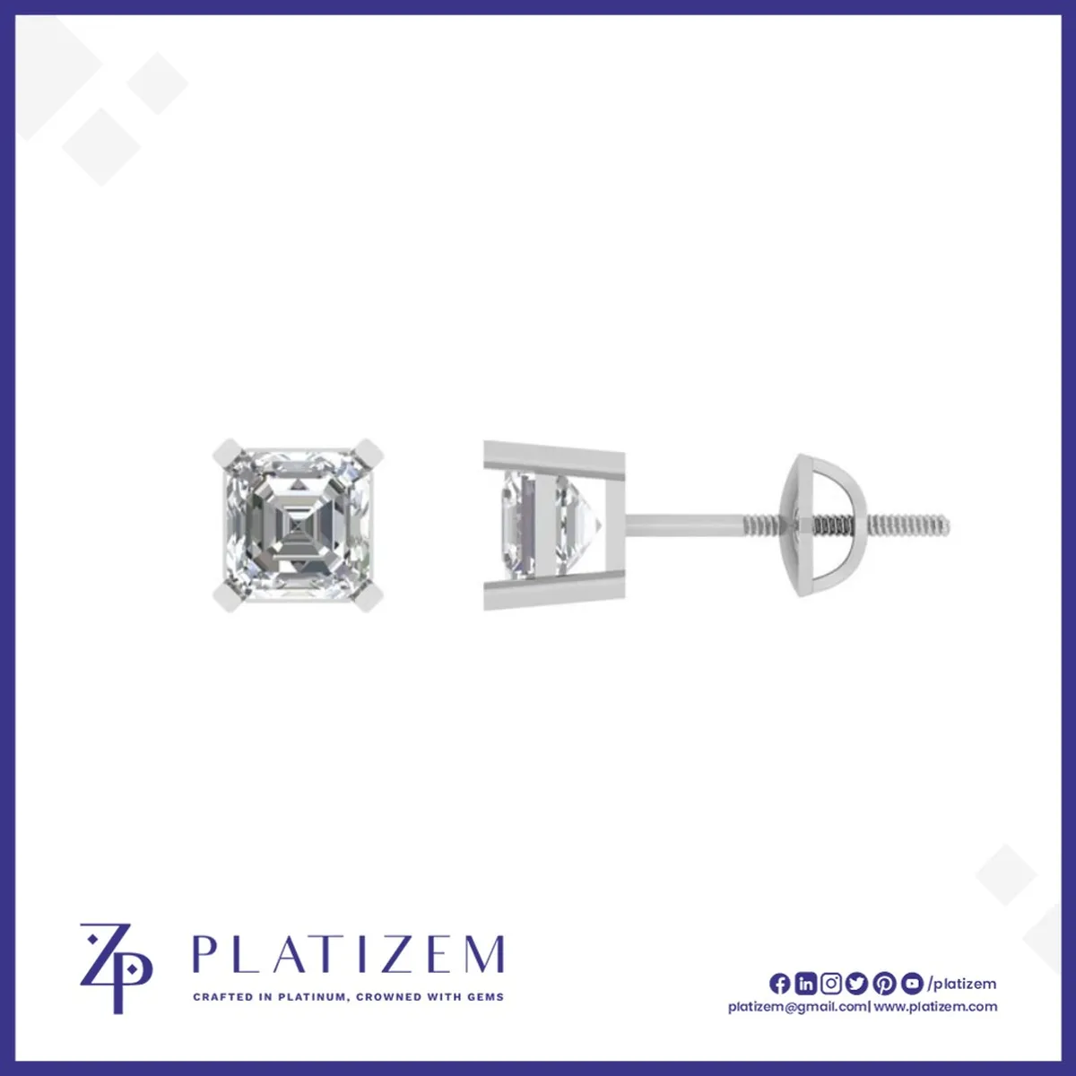 1.8 Carat Asscher Cut Lab Grown Diamond Studs for Women