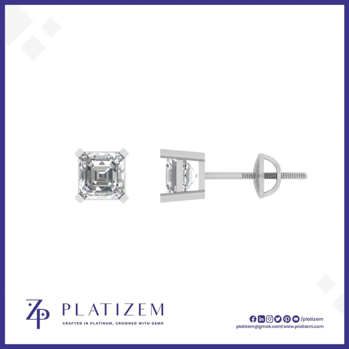 1.8 Carat Asscher Cut Diamond Stud Earrings for Women