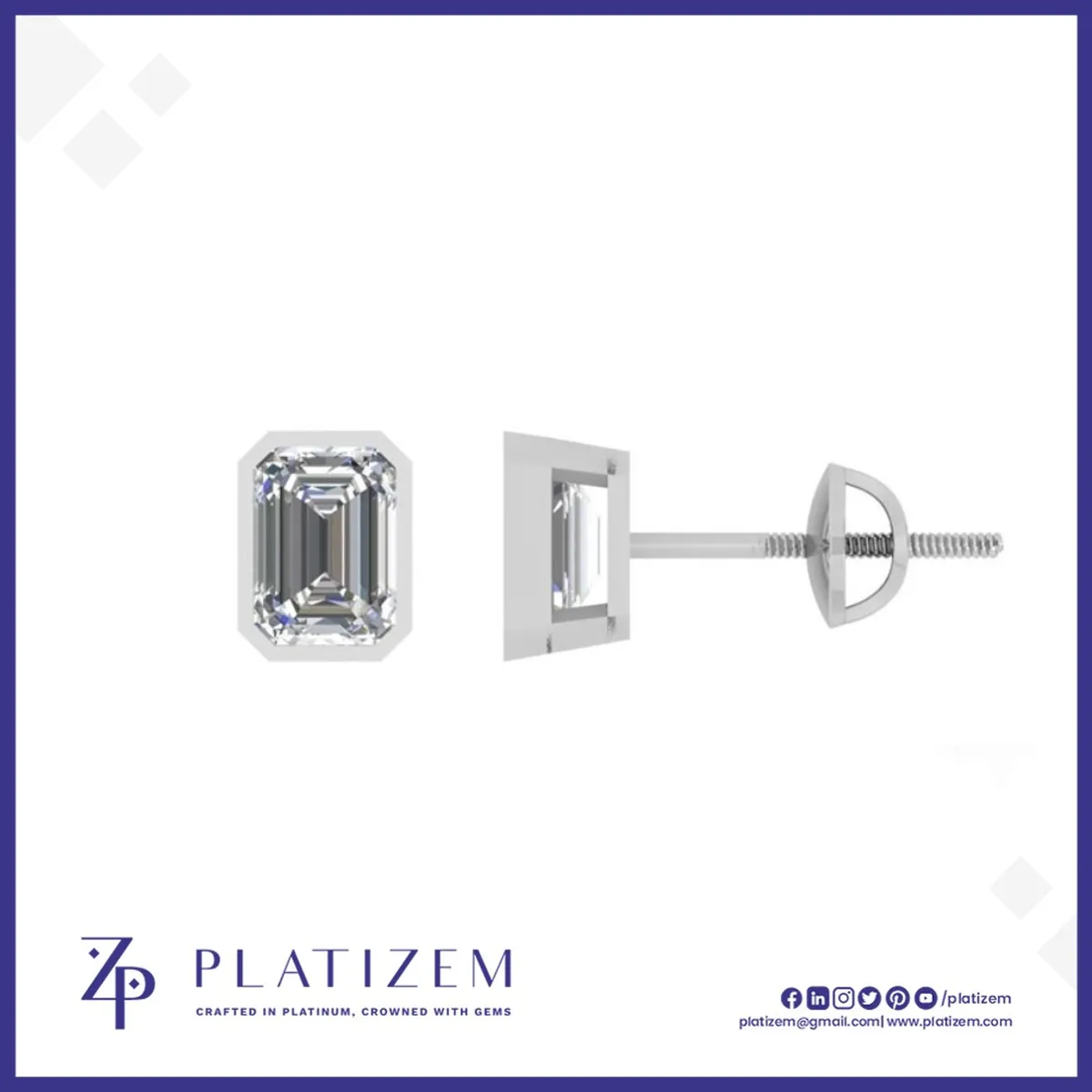 Two Carat Emerald Cut Lab Diamond Studs for Women
