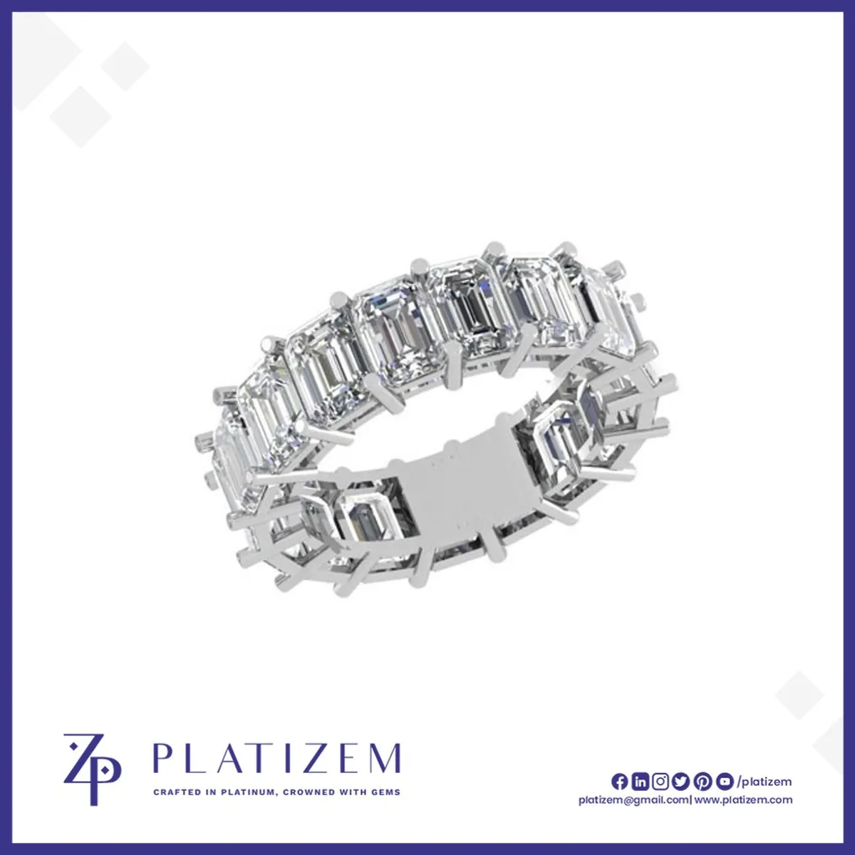Emerald Cut Diamond Eternity Band for Women