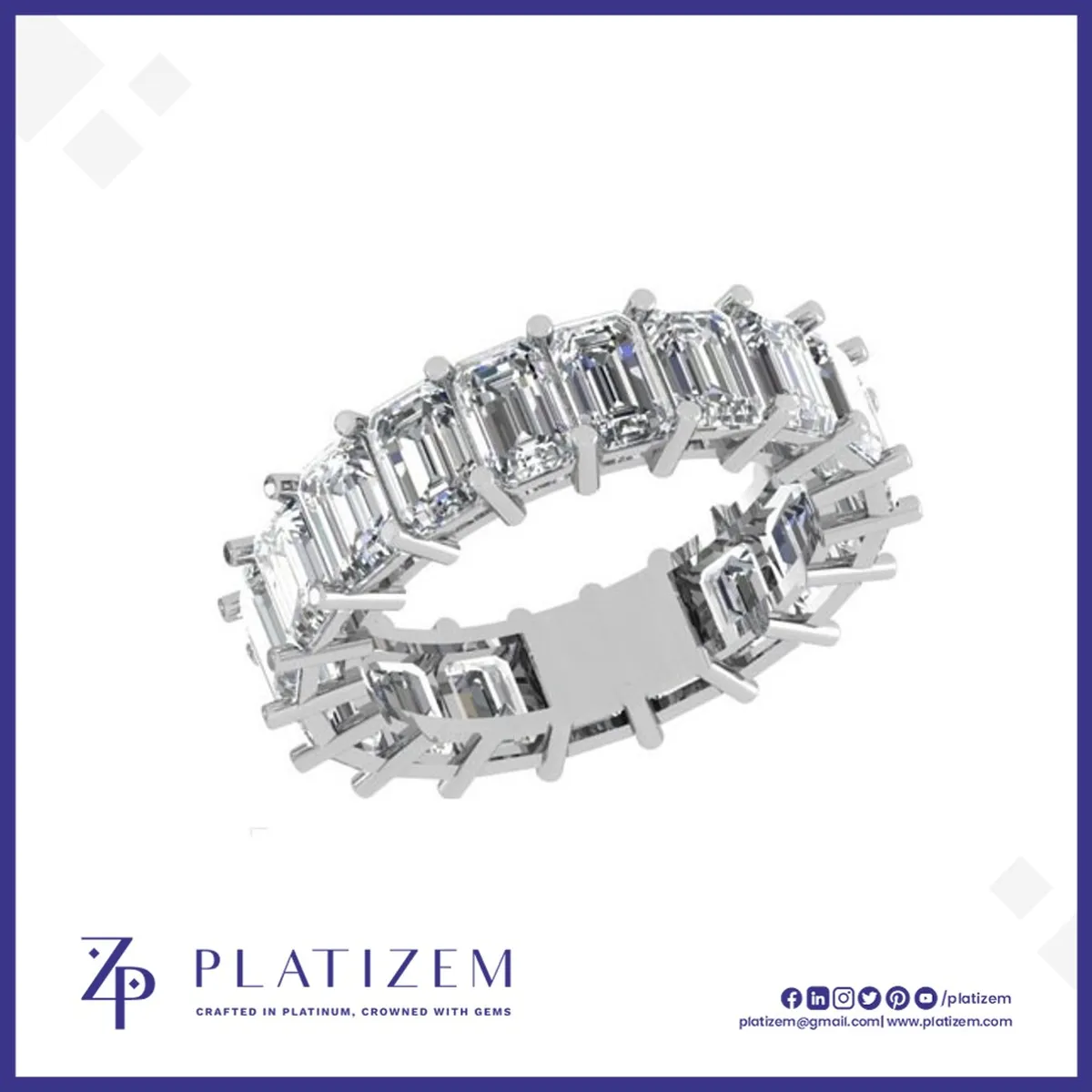 Emerald Cut Diamonds Trace the Full Circumference in One Steady Line