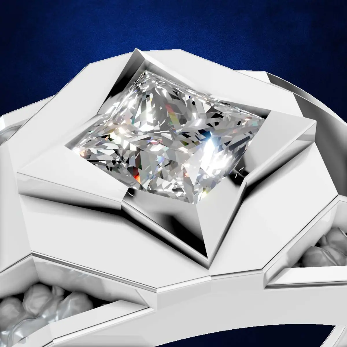 Laboratory Created Princess Cut Solitaire Diamond Ring