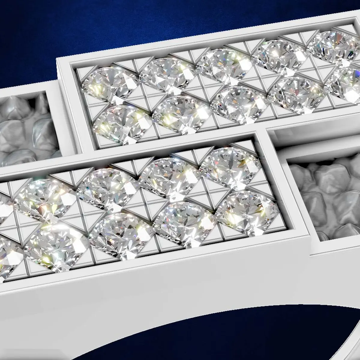 Dual Row Laboratory Grown Diamond Mens Ring