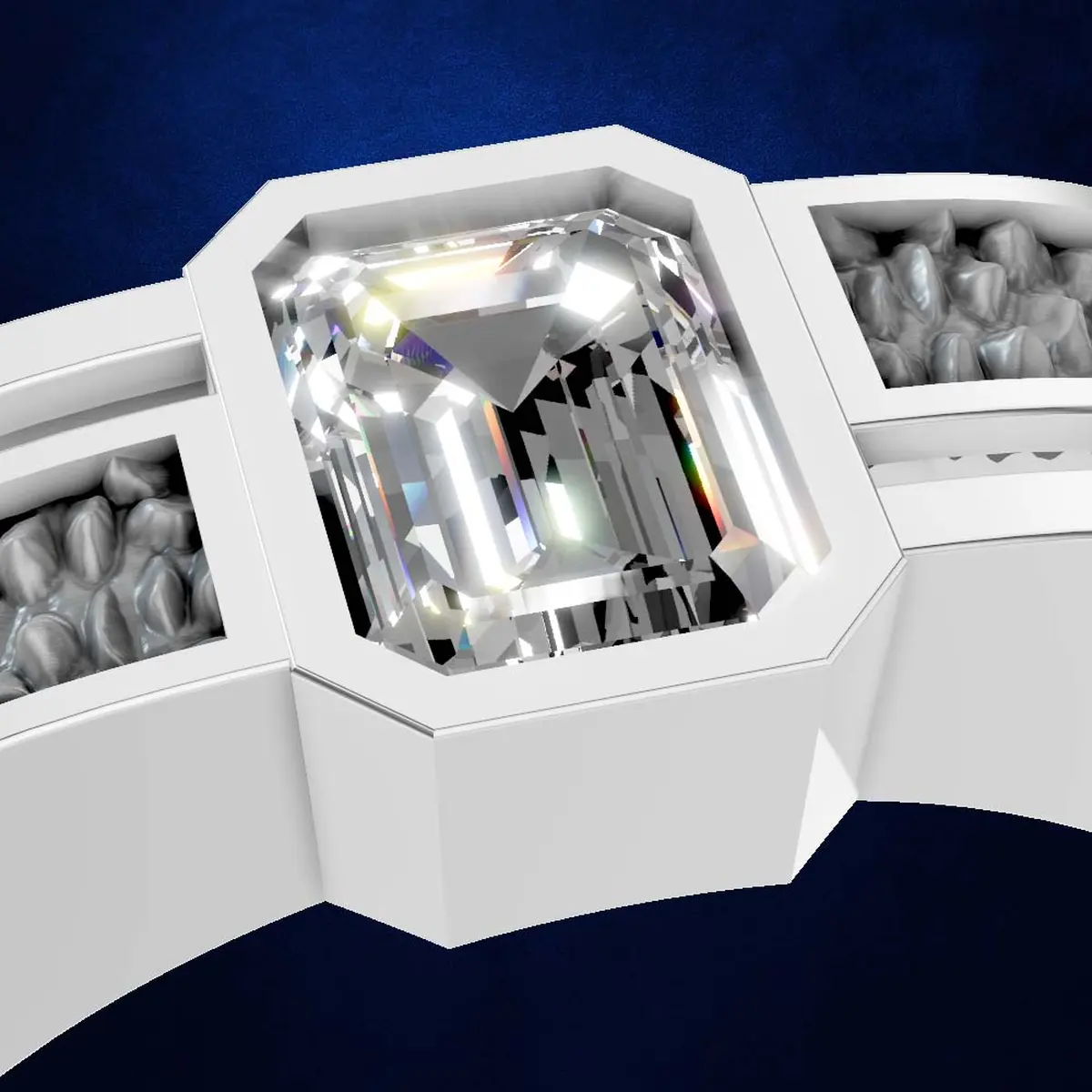 Emerald Cut Laboratory Grown Diamond Mens Ring