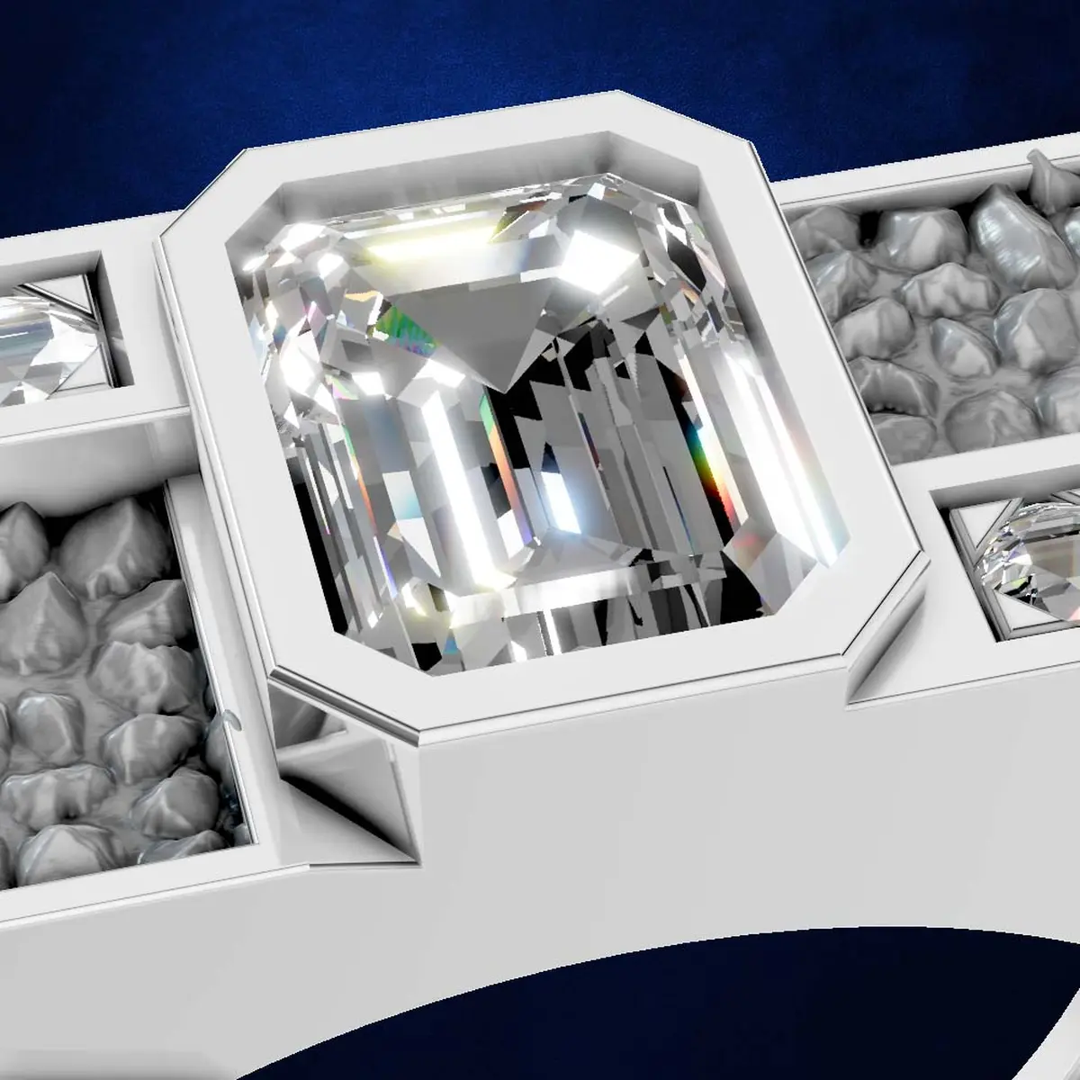 Emerald Cut Laboratory Grown Diamond Mens Ring