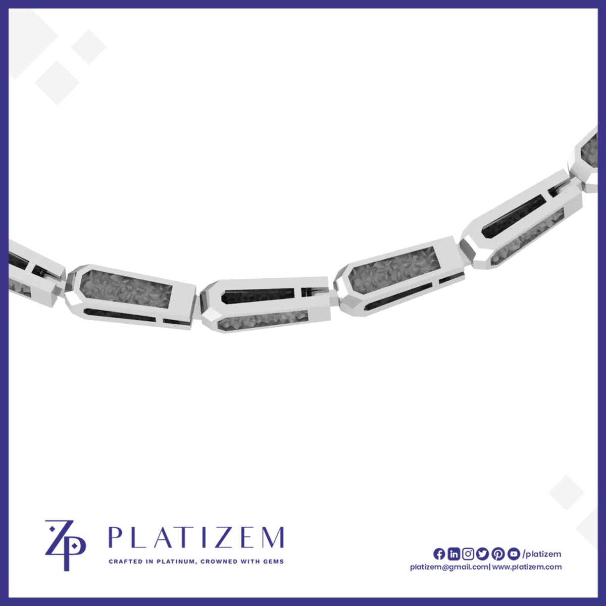Textured Bar Link Chain Necklace for Men with Box Clasp