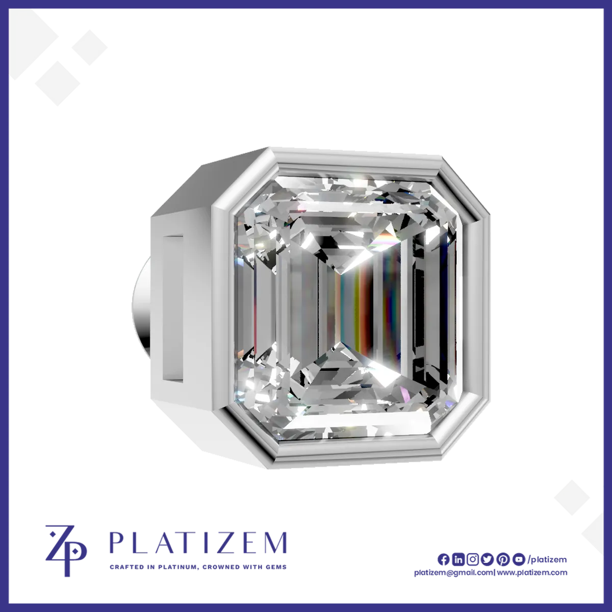Emerald Cut Bezel Set Lab Grown Diamond Earrings for men