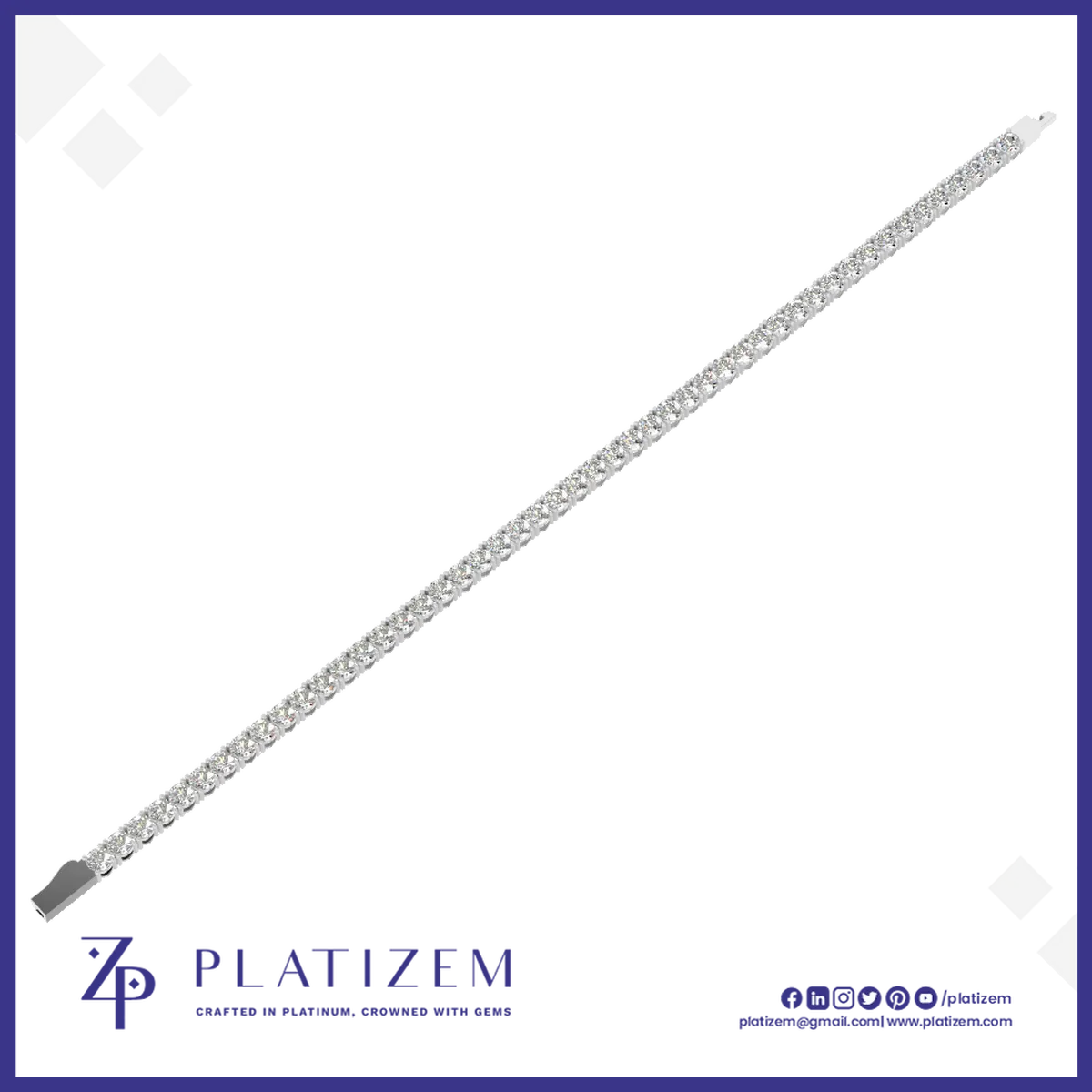 Round Cut Lab Grown Diamond Tennis Bracelet in White Gold and Platinum
