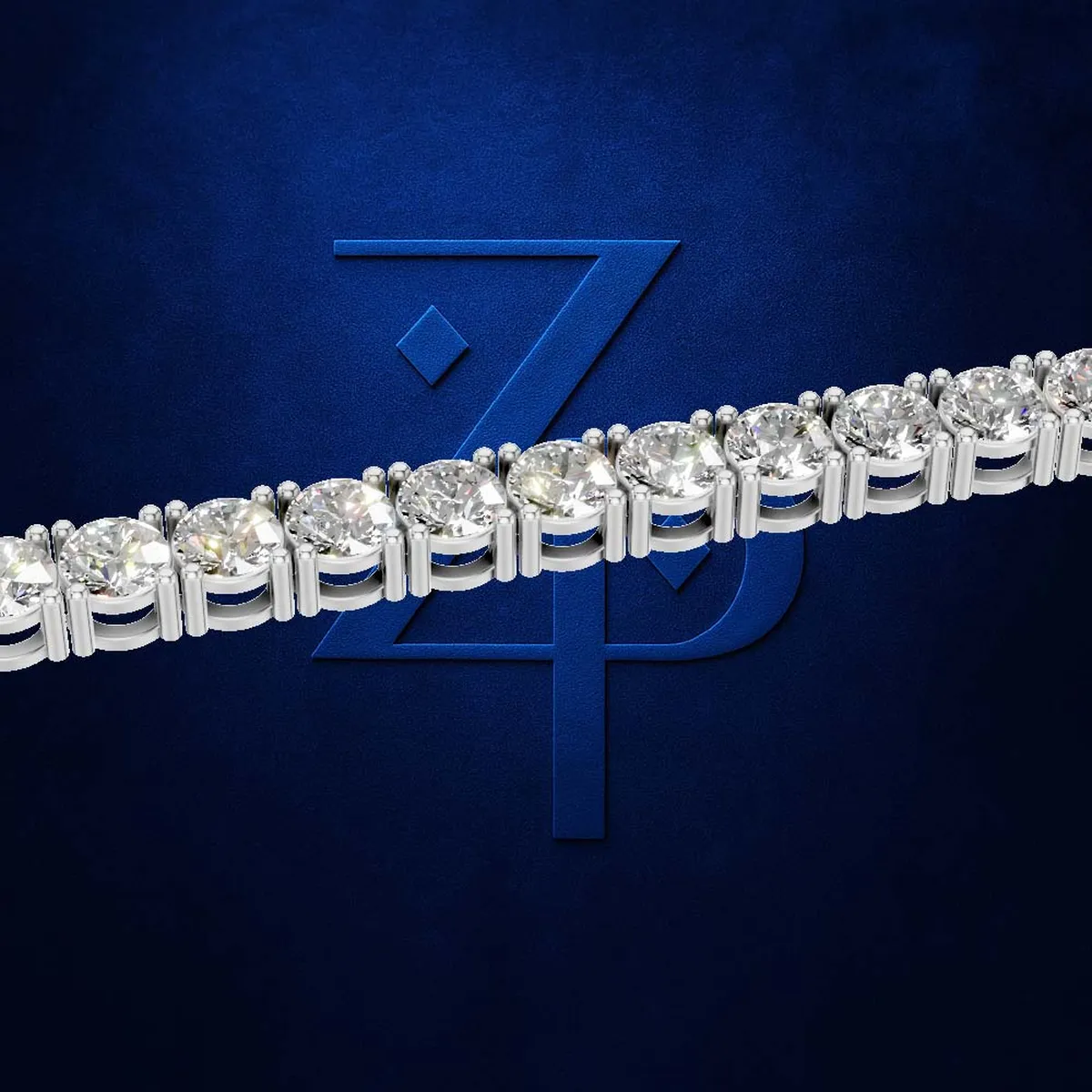 Round Cut Lab Grown Diamond Tennis Bracelet in White Gold and Platinum