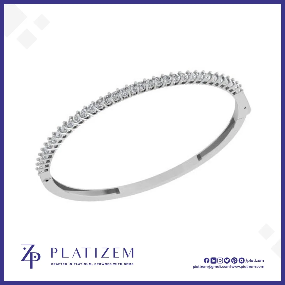 Slim Diamond Bangle Bracelet for Women