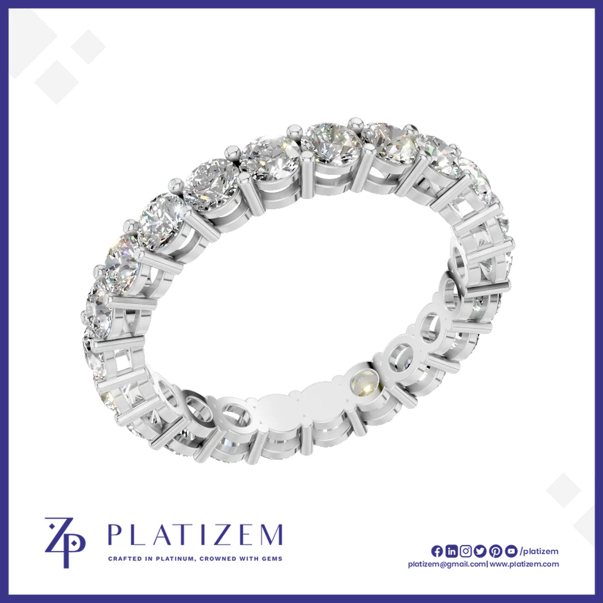 Round Cut Lab Grown Diamond Eternity Wedding Band
