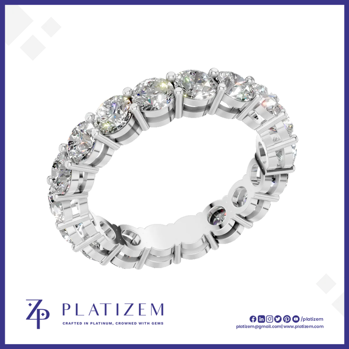 Round Cut Lab Grown Diamond Eternity Band White Gold