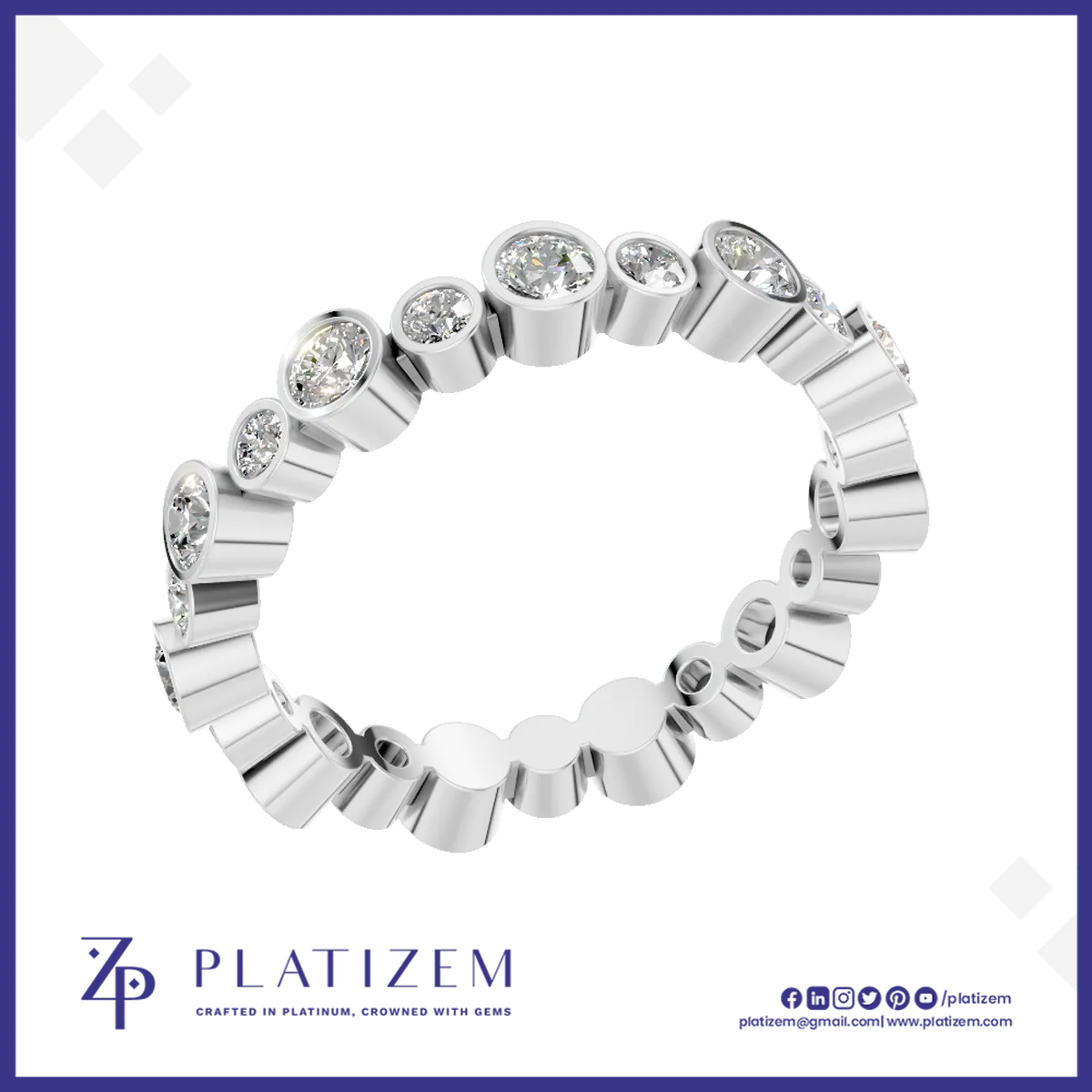 Bezel Set Round Lab Grown Diamond Full Eternity Wedding Band