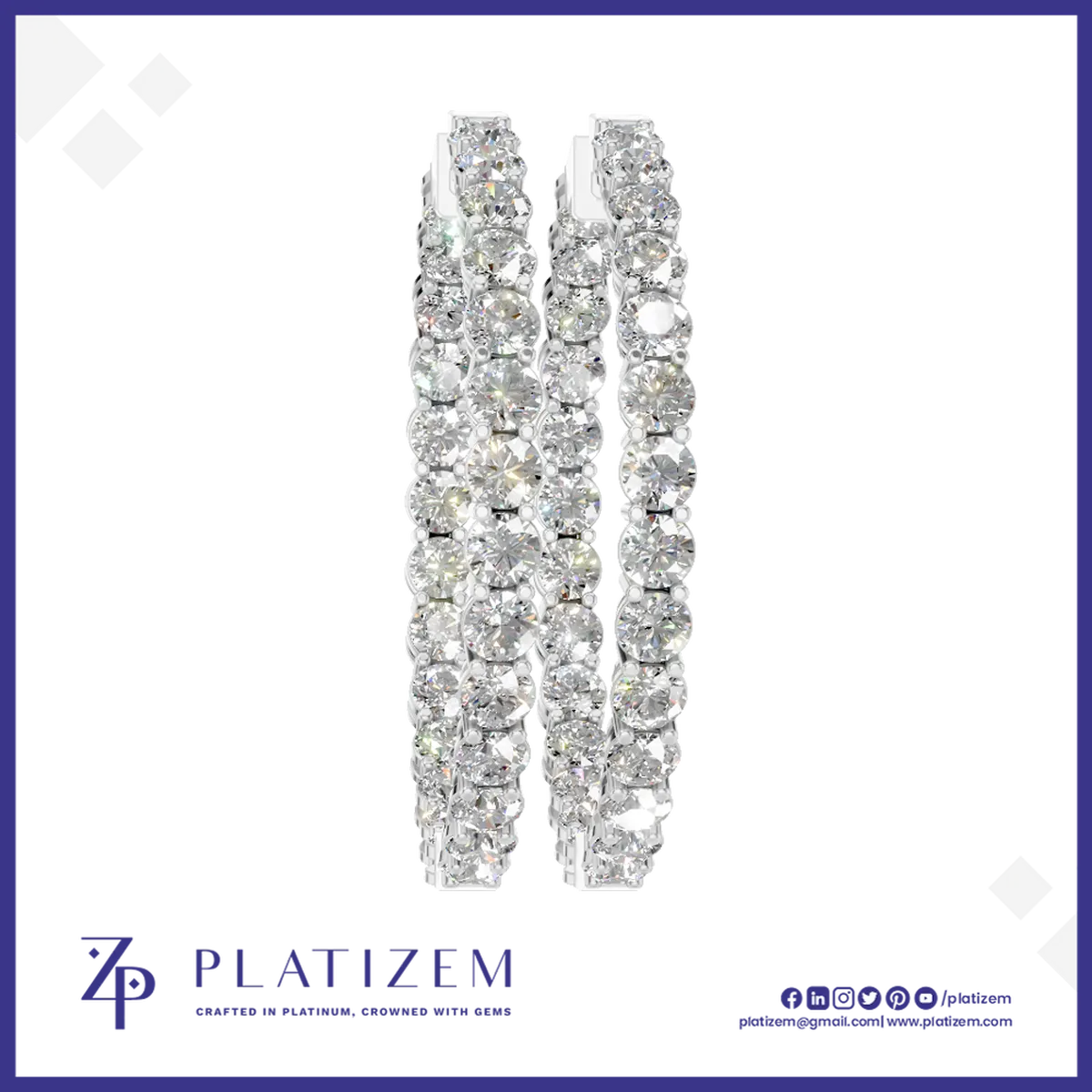 Round Cut Lab Grown Diamond Hoop Earrings