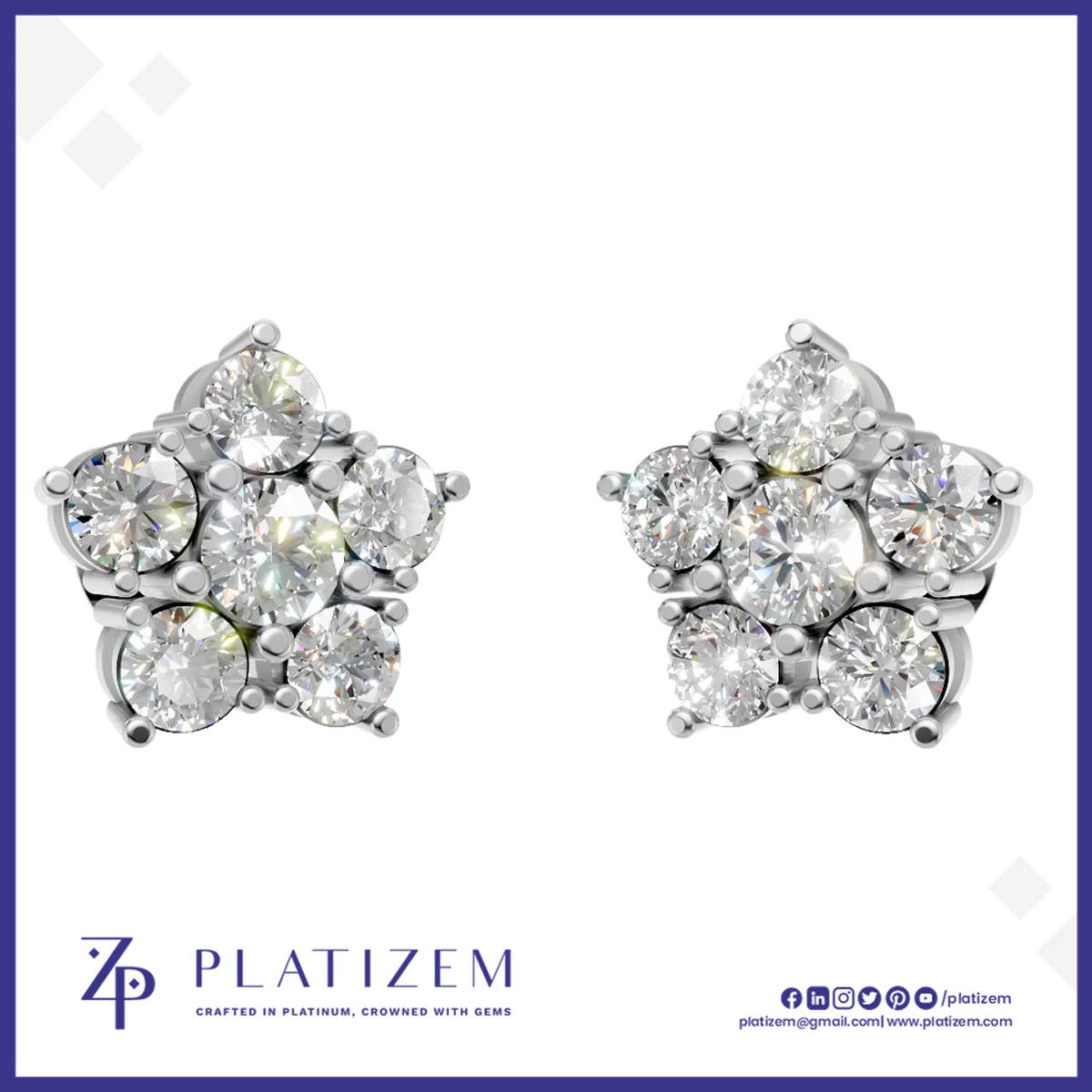 Floral Shape Lab Grown Diamond Stud Earrings for Women Fine Jewelry Gift