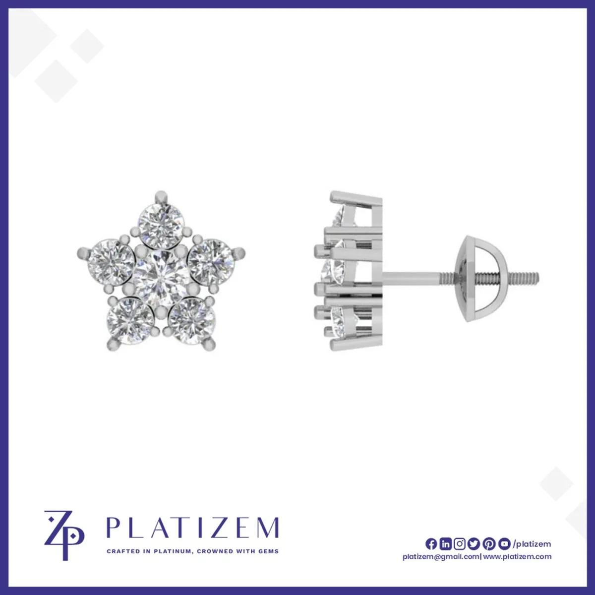1.5 Carat Round Diamond Star Cluster Stud Earrings for Women
