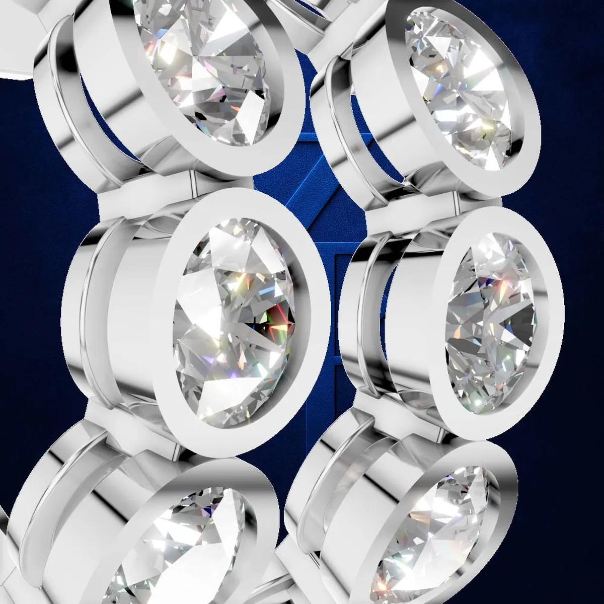 5 Stone Bezel Set Lab Grown Diamond Hoop Earrings
