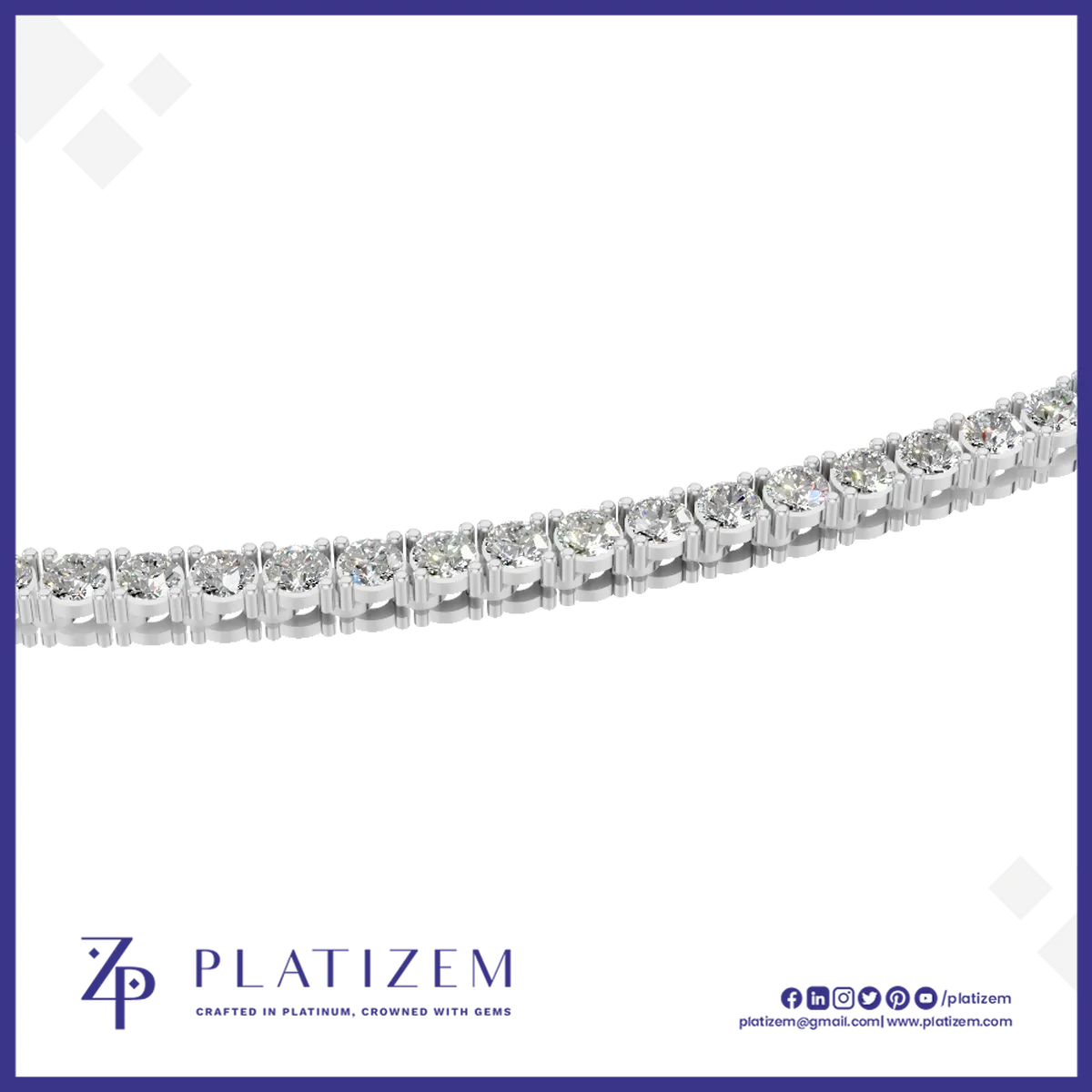Round Cut Lab Grown Diamond Tennis Necklace White Gold