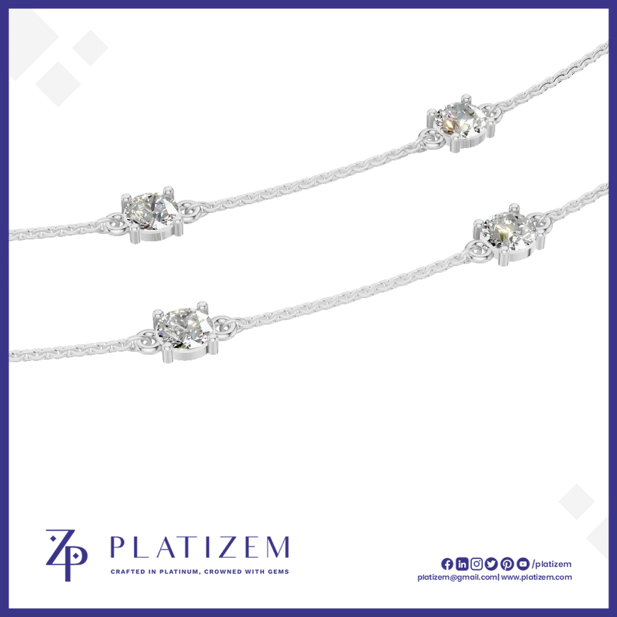 Double Layer Round Lab Grown Diamond Necklace for Women