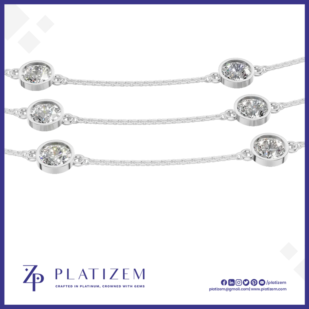 Multi Layer Lab Grown Diamond Chain White Gold for Women