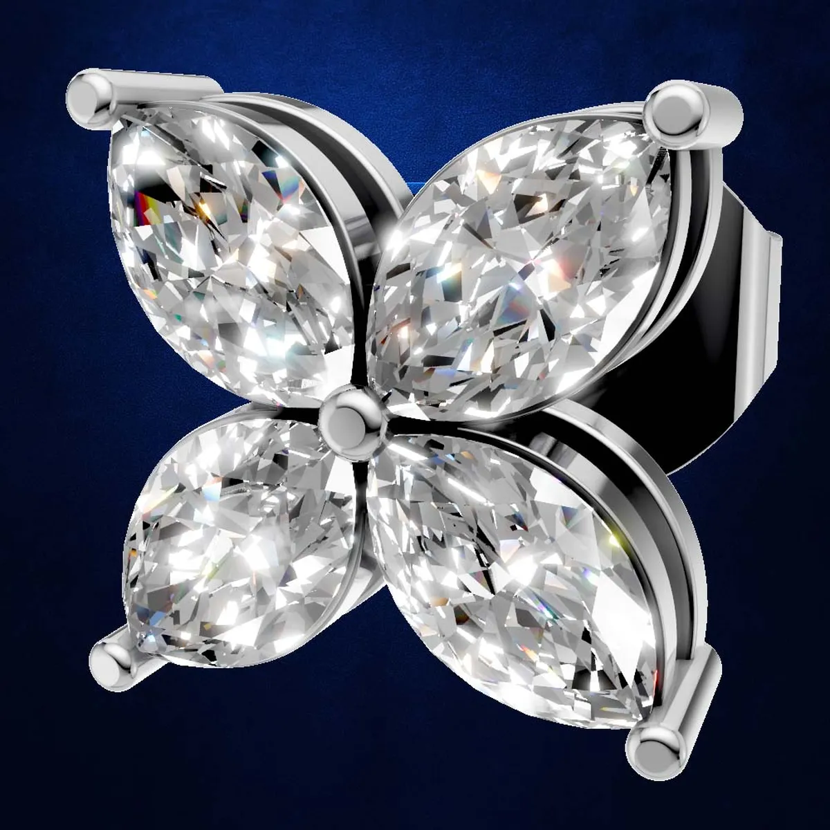 Flower Style Marquise Diamond Stud Earrings for Women