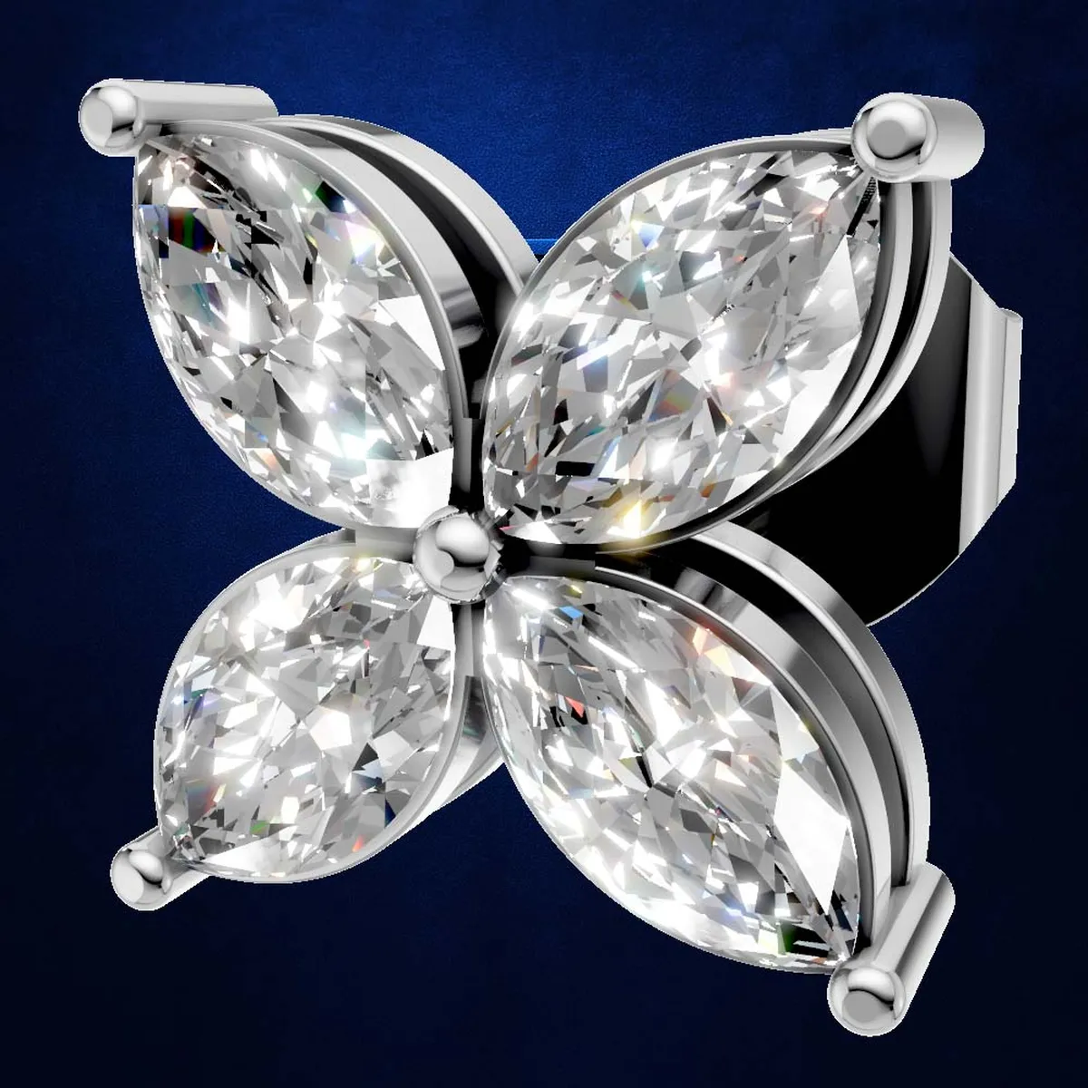 Marquise Cut Lab Created Diamond Stud Earrings in Gold, Silver and Platinum