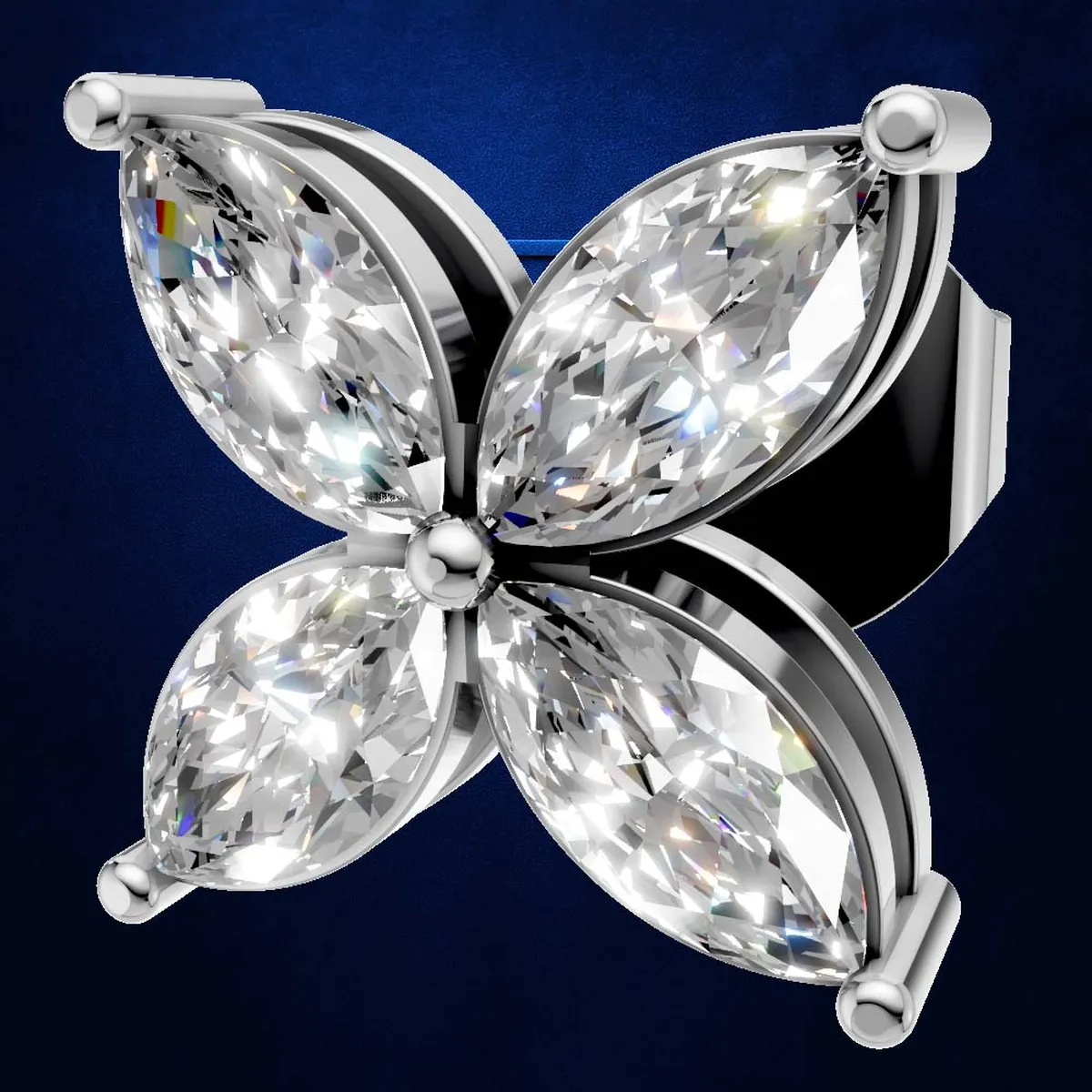 Marquise Cut Lab Grown Diamond Flower Shaped Stud Earrings for Women