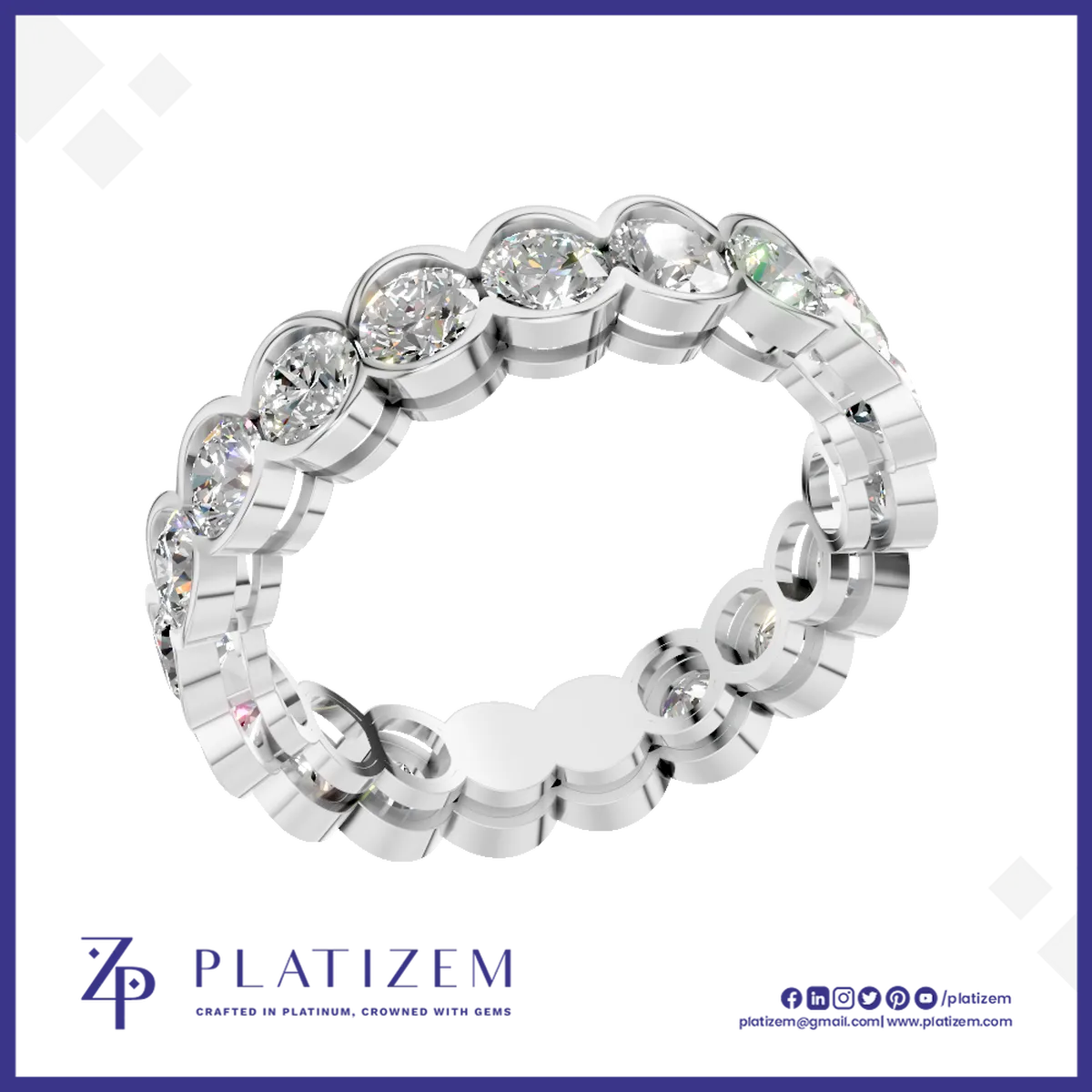 Bezel Set Round Cut Lab Created Diamond Eternity Band