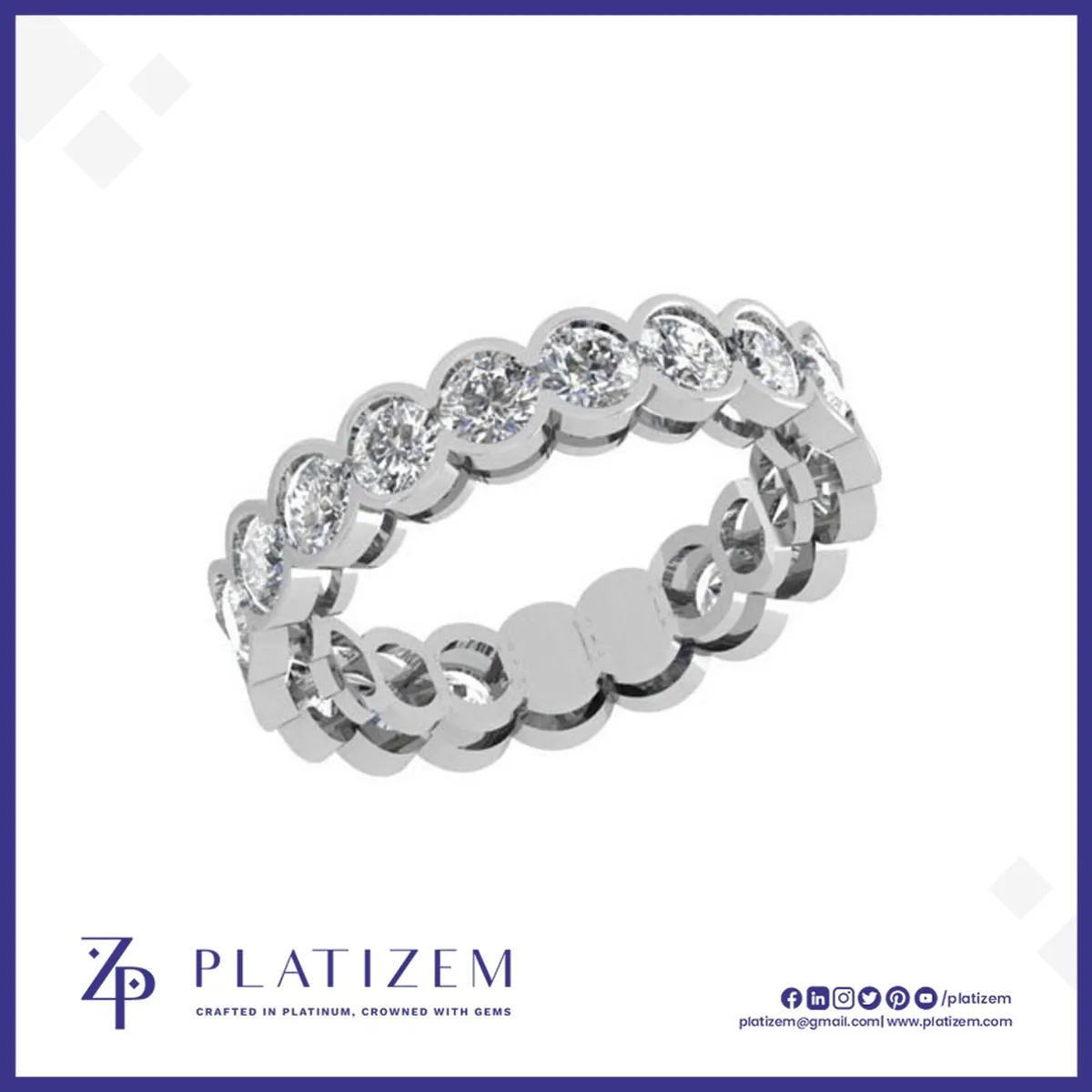 Round Bezel Diamond Eternity Ring for Women
