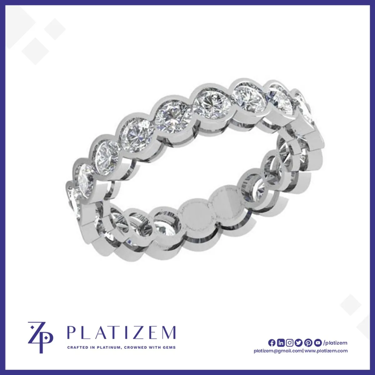 3 Carat Round Diamond Full Bezel Eternity Band for Women