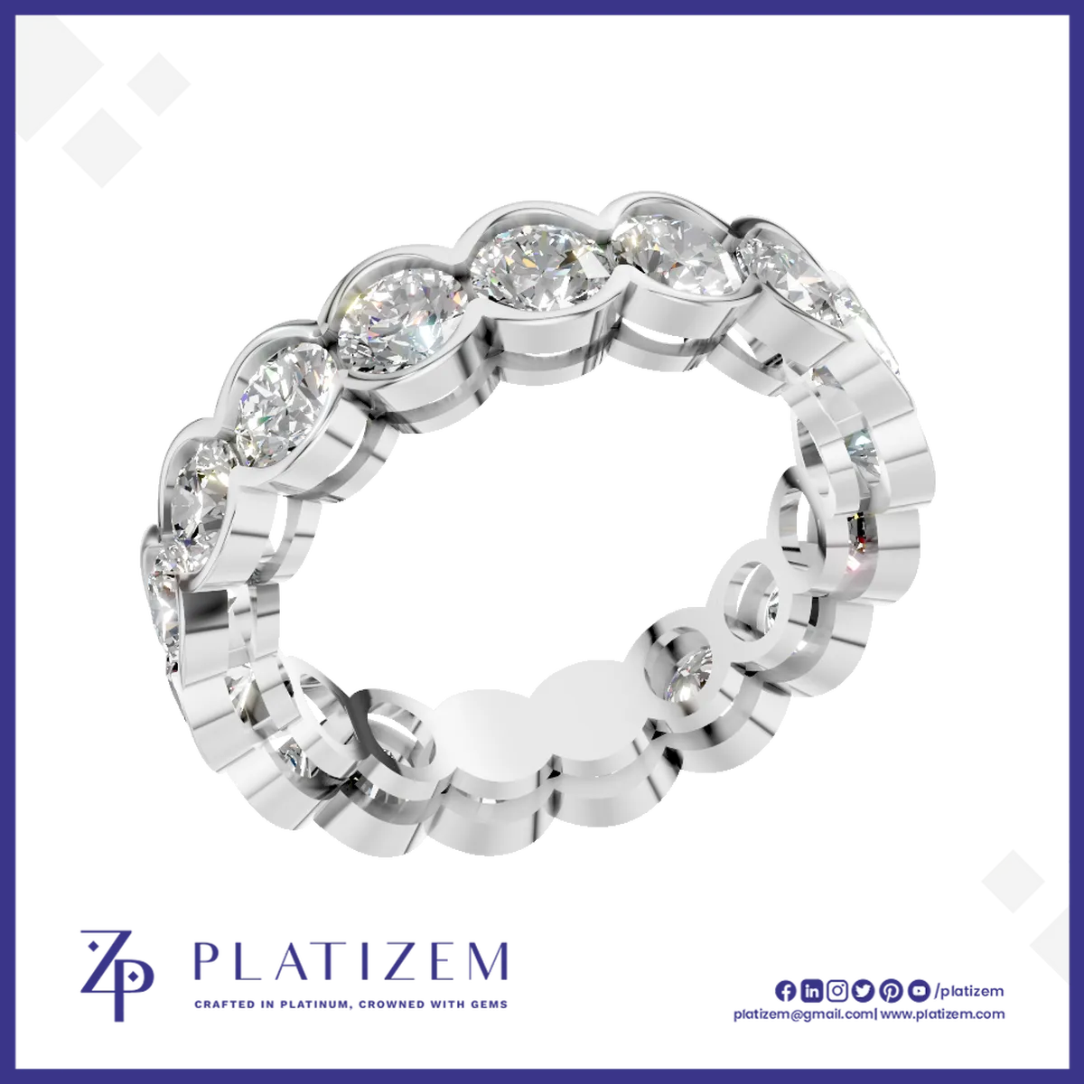 Bezel Set Round Cut Lab Grown Diamond Anniversary Band