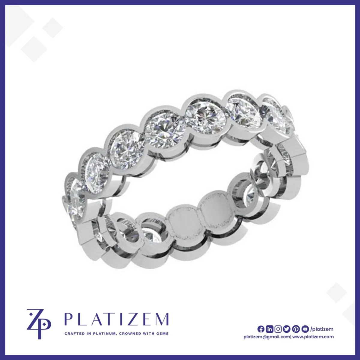 3.5 Carat Round Diamond Bezel Set Eternity Band for Women
