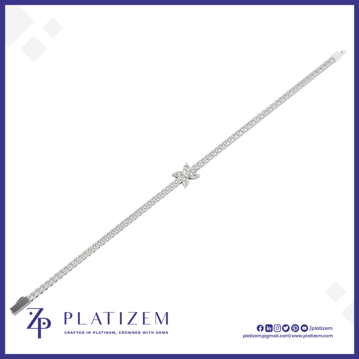 Floral Round Cut Lab Grown Diamond Tennis Bracelet for Women