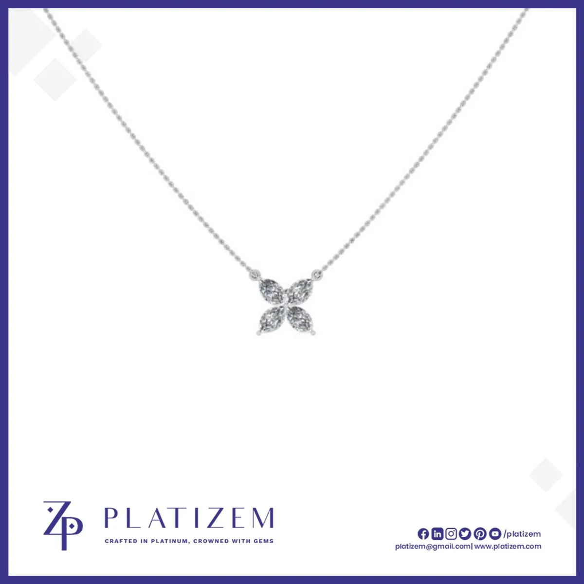 1 Carat Marquise Diamond Pinwheel Pendant Necklace for Women