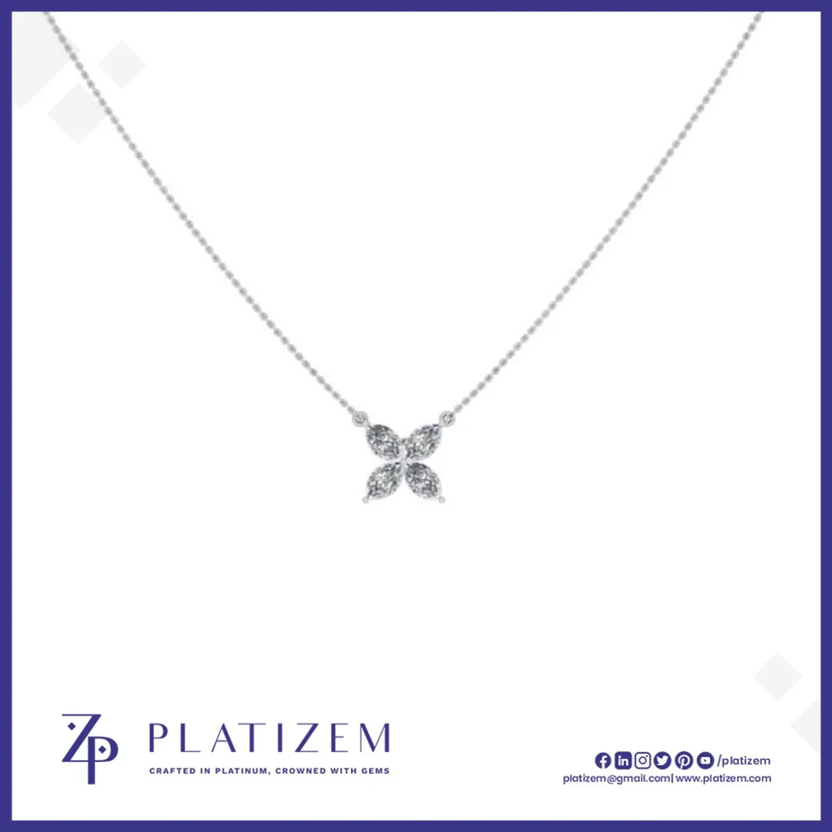1 Carat Marquise Diamond Bow Pendant Necklace for Women