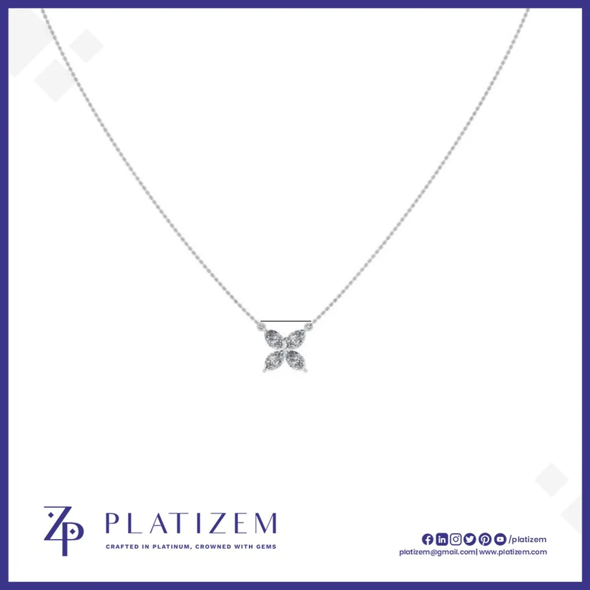 1 Carat Marquise Diamond Flower Pendant Necklace for Women