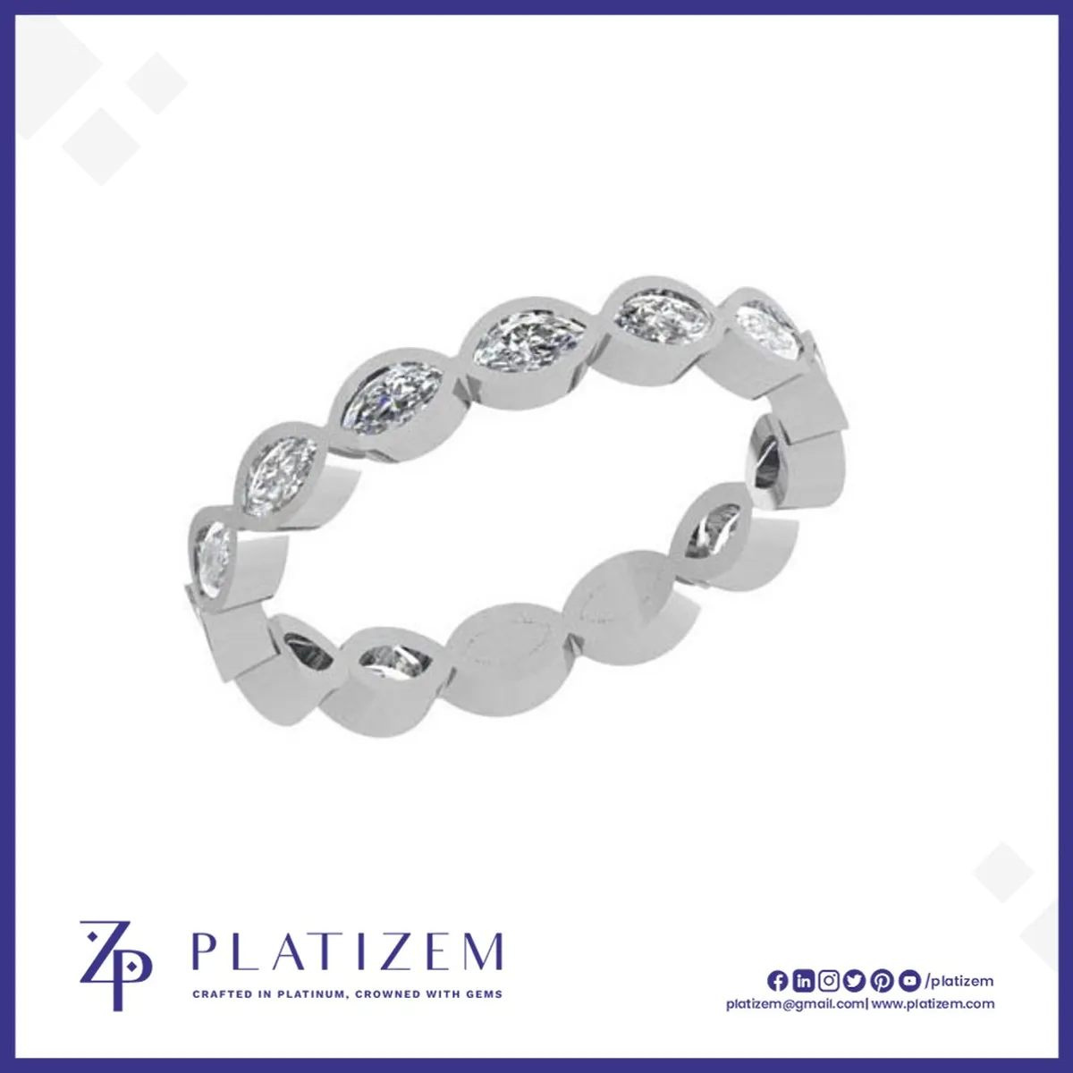 1 Carat Marquise Diamond Bezel Classic Eternity Band for Women
