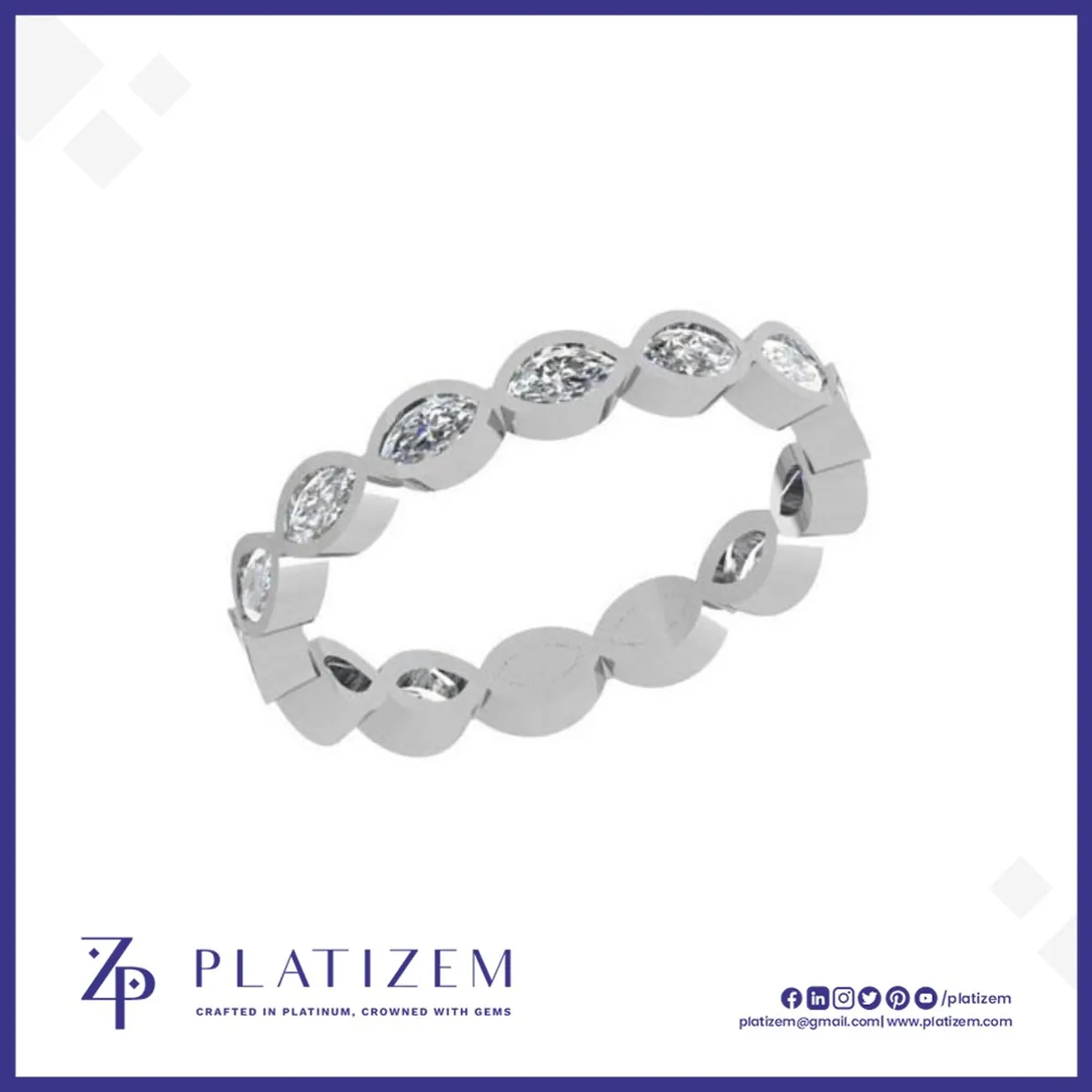 1 Carat Marquise Diamond Bezel Uniform Eternity Band for Women