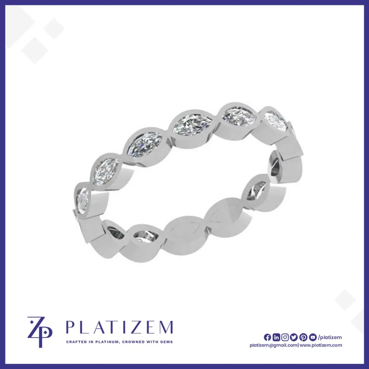 1 Carat Marquise Diamond Bezel Vertical Eternity Band for Women