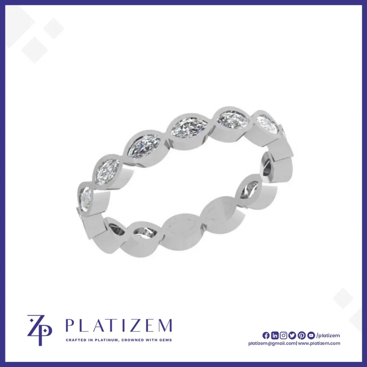 1 Carat Marquise Diamond Bezel East West Eternity Band for Women