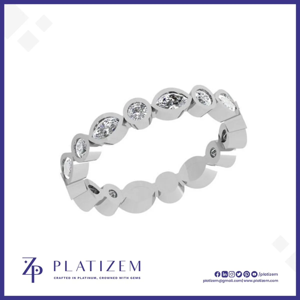 Marquise and Round Diamond Eternity Ring for Women