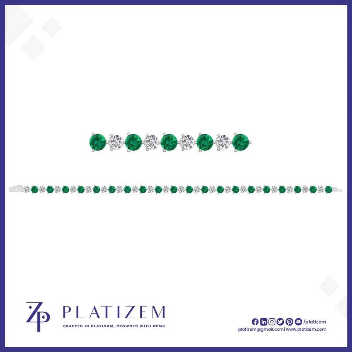 Round Diamond and Emerald Bold Tennis Bracelet for Women