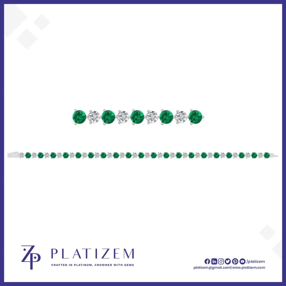 Round Diamond and Emerald Classic Tennis Bracelet for Women