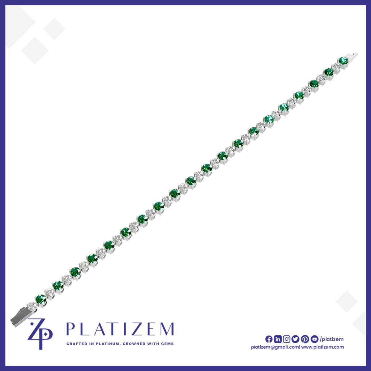 Emerald and Diamond Prong Set Tennis Bracelet for Women